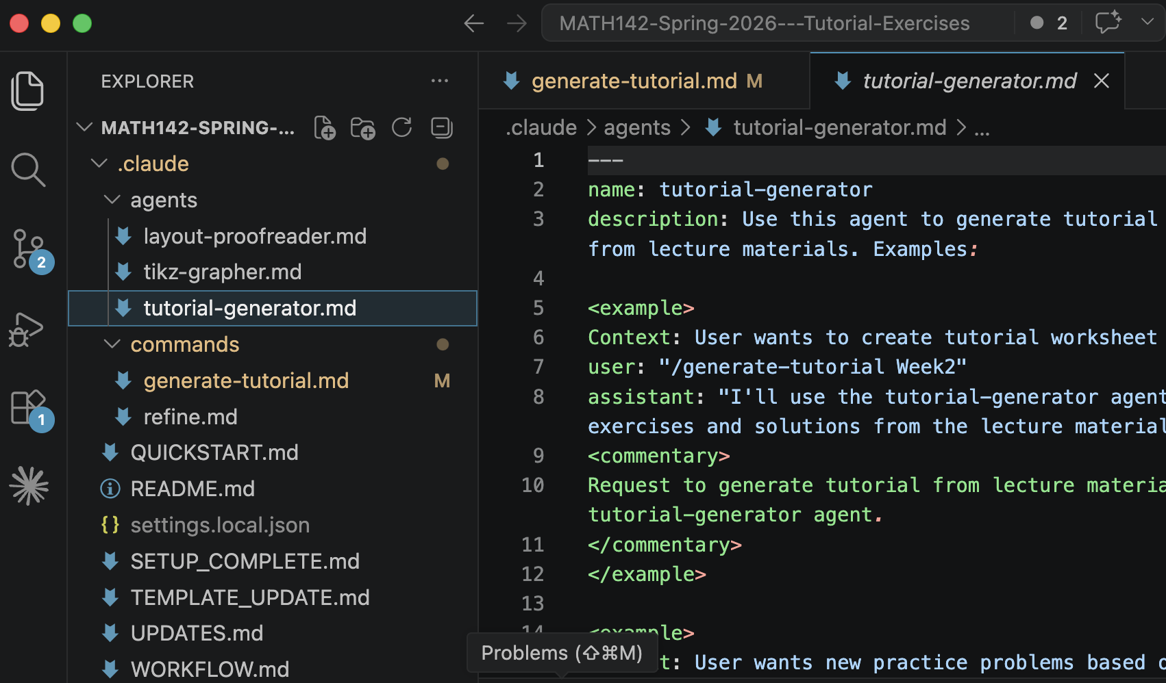 VSCode with .claude/agents and .claude/commands folders
